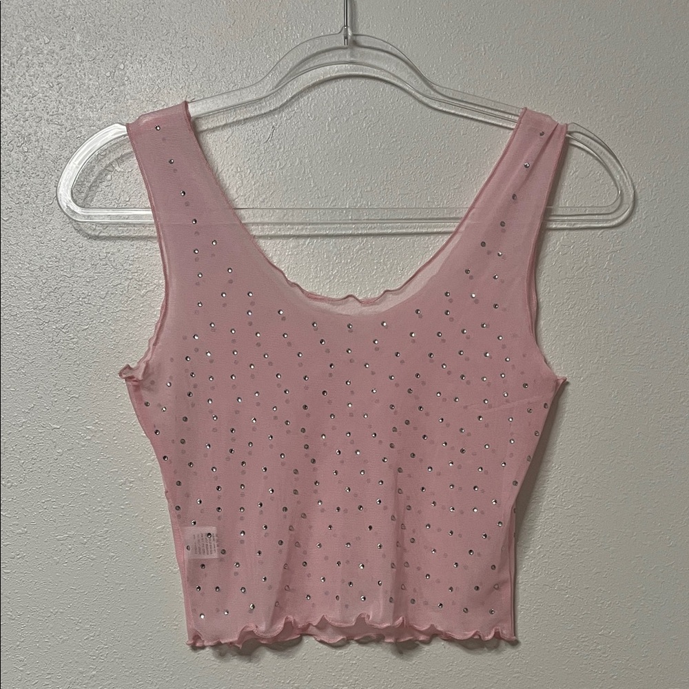 Pink Sleeveless Top with Rhinestone Accents - Picture 3 of 5